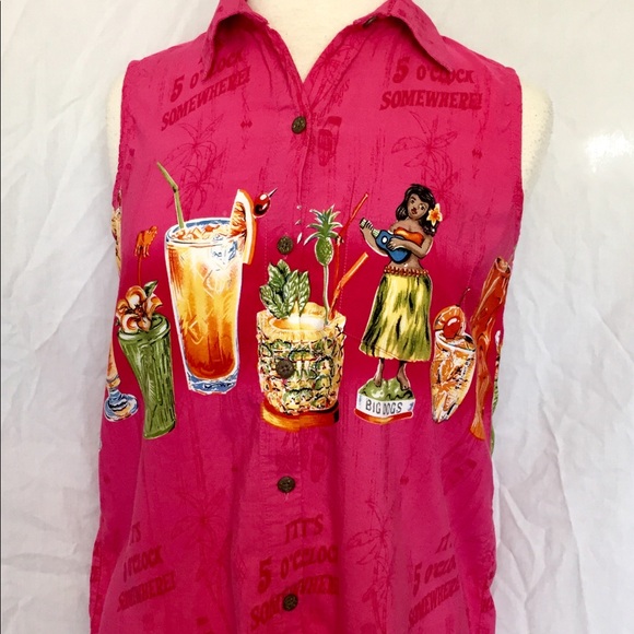 2 Vintage Big Dog Hawaiian Drinking Shirts Sz Med - Picture 3 of 16